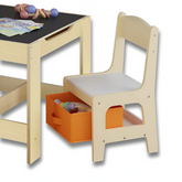 1PC Wooden Table with 2 Chairs — Kids Activity Desk & Stools Set for Preschoolers